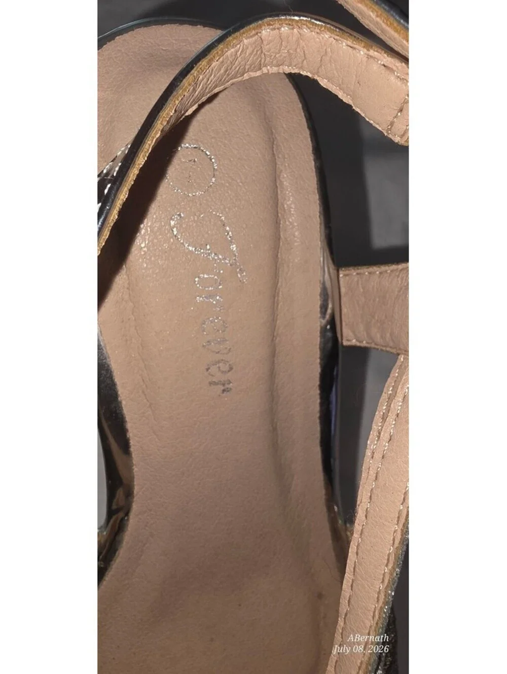 Forever Silver Glitter Wedge Sandals with Ankle Strap ~ size 7